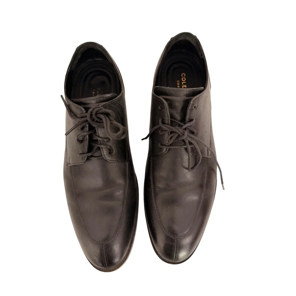 Cole Haan Grand.OS Mens Black Leather Split Toe Derby Dress Shoes C24158 Size 10